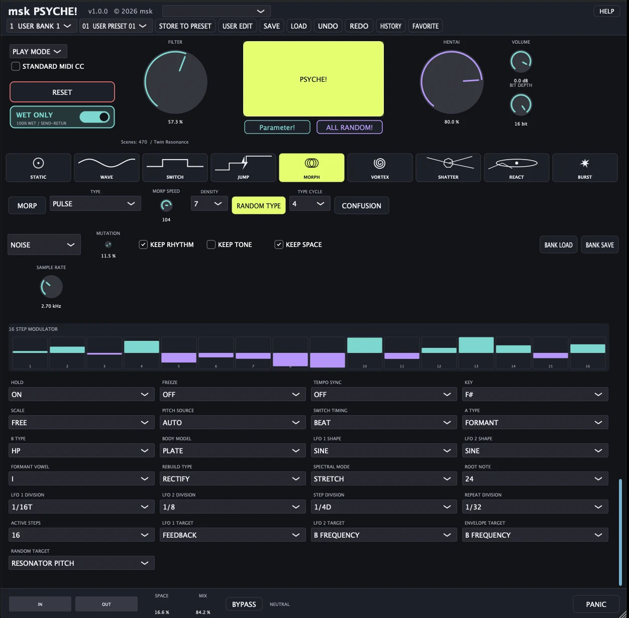 Detailed parameter and step editor interface