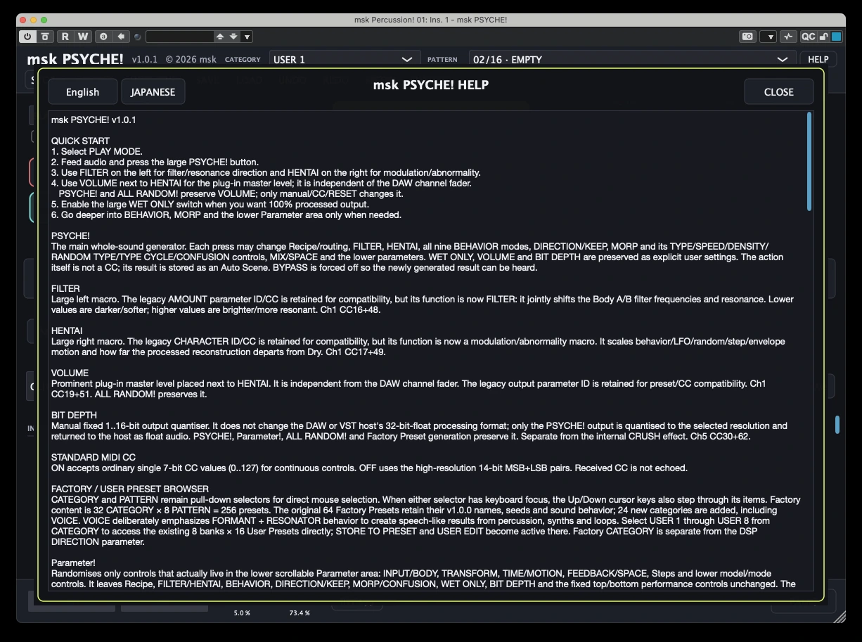 PSYCHE built-in HELP